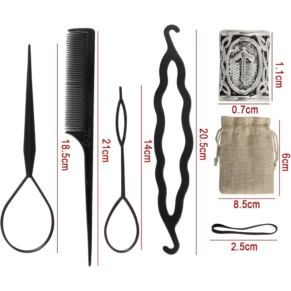 Neues Haarwerkzeug-Set, Wikinger-Bartperlen-Set, Wikinger-Bartperlen Nordische Haaraccessoires für Schmuck DIY Anhänger Halskette – Detail 3