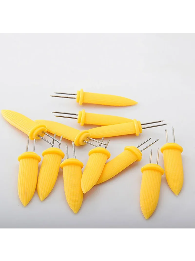 10Pcs Corn on The Cob Holders Stainless Steel Corn Holders on The Grill, Cob Skewers Double Fork Sweet Sea