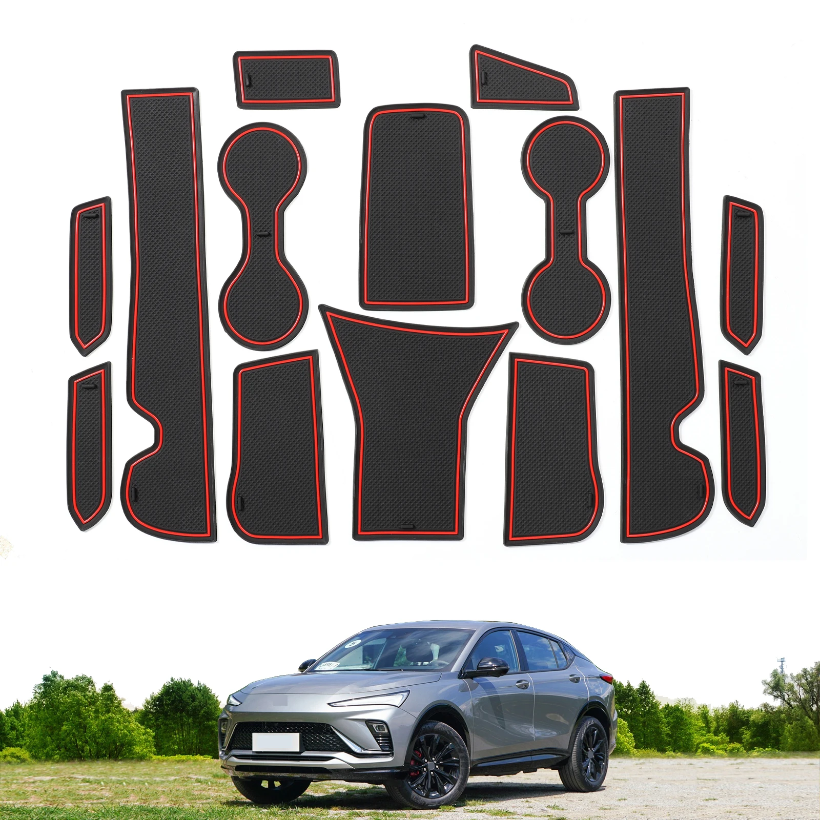 

ZUNDUO Anti-Slip Gate Slot Mat for Buick Envista 2024 Car Door Groove Pad Cup Holder Rubber Coaster Interior Accessories