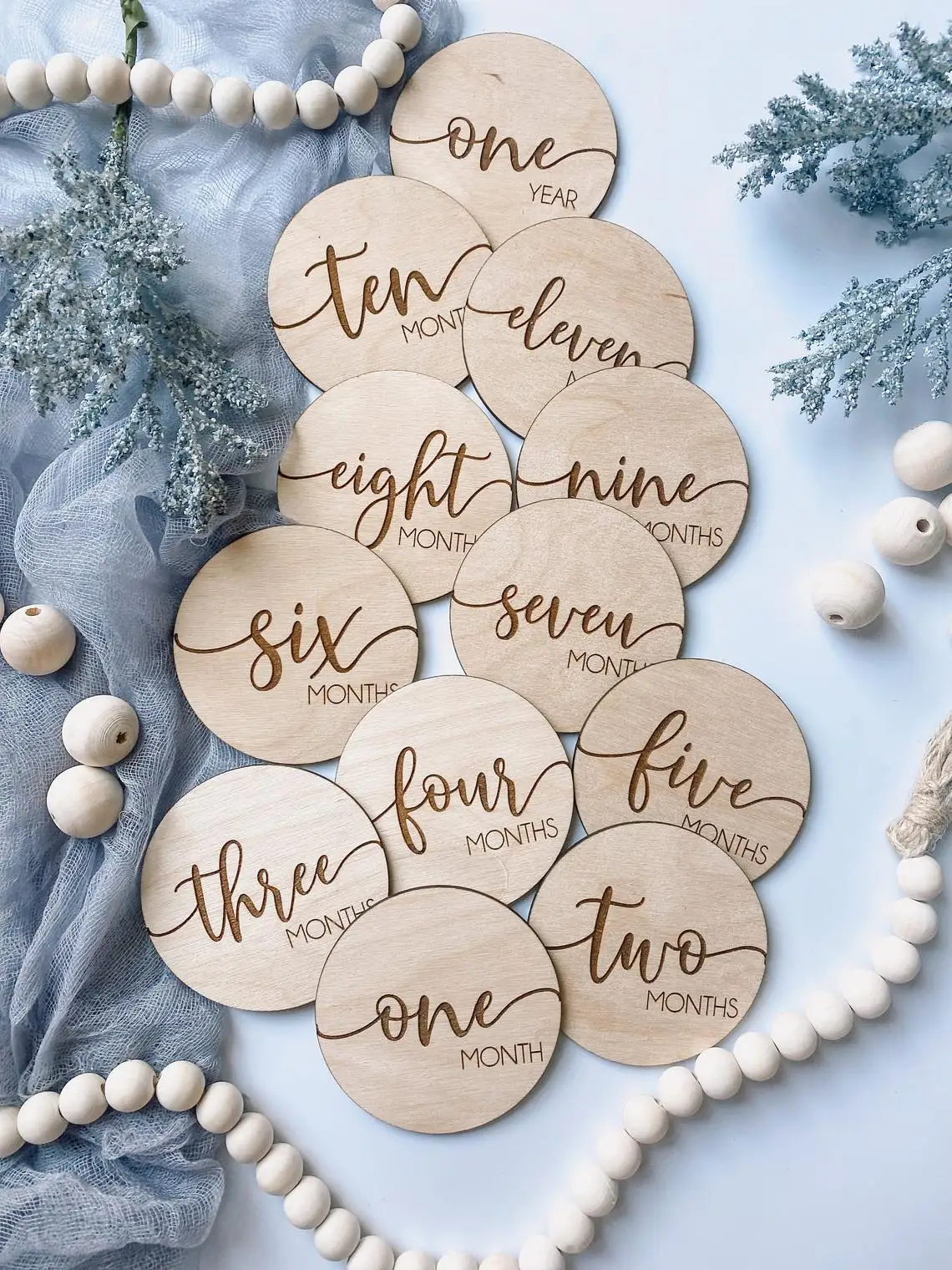 Baby Milestone Cards, Wooden Milestone Signs, Baby Shower Gift, Newborn Photo Props, Monthly Markers