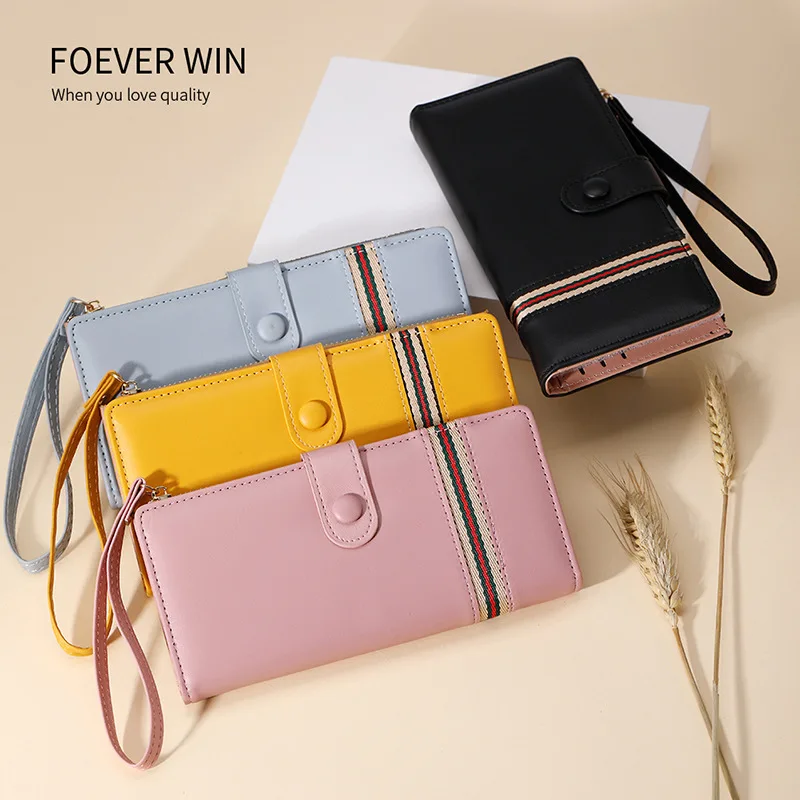New wallet women's long wallet Japanese Korean clutch bag ladies wallet card zipper buckle bag wallet