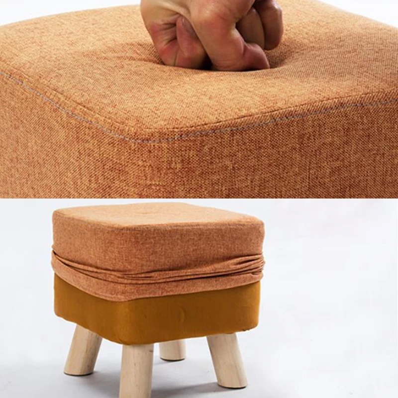 1Pc Elastic Ottoman Cover Solid Color Fabric Stool Covers Square Footrest Covers All-Inclusive Anti Slip Footstool Slipcovers 5