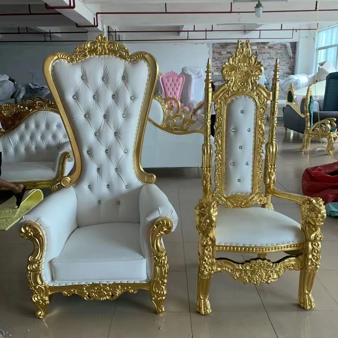 

Events Furniture Rental Cheap Antique King And Queen Party High Back Royal Luxury Wedding Throne Chair For Groom And Bride