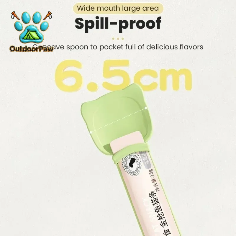 1PC 고양이 스트립형 급식 스푼 긴 손잡이 핥을 수 있는 습식 사료 급식기 고양이용 고기/물사료 짜먹는 스푼 애완용품