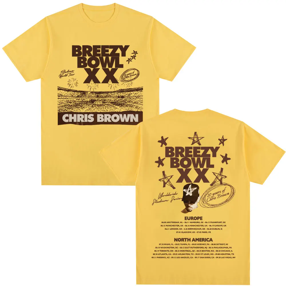 Rapper Chris Brown Breezy Bowl XX Tour 2025 T Shirt Men's