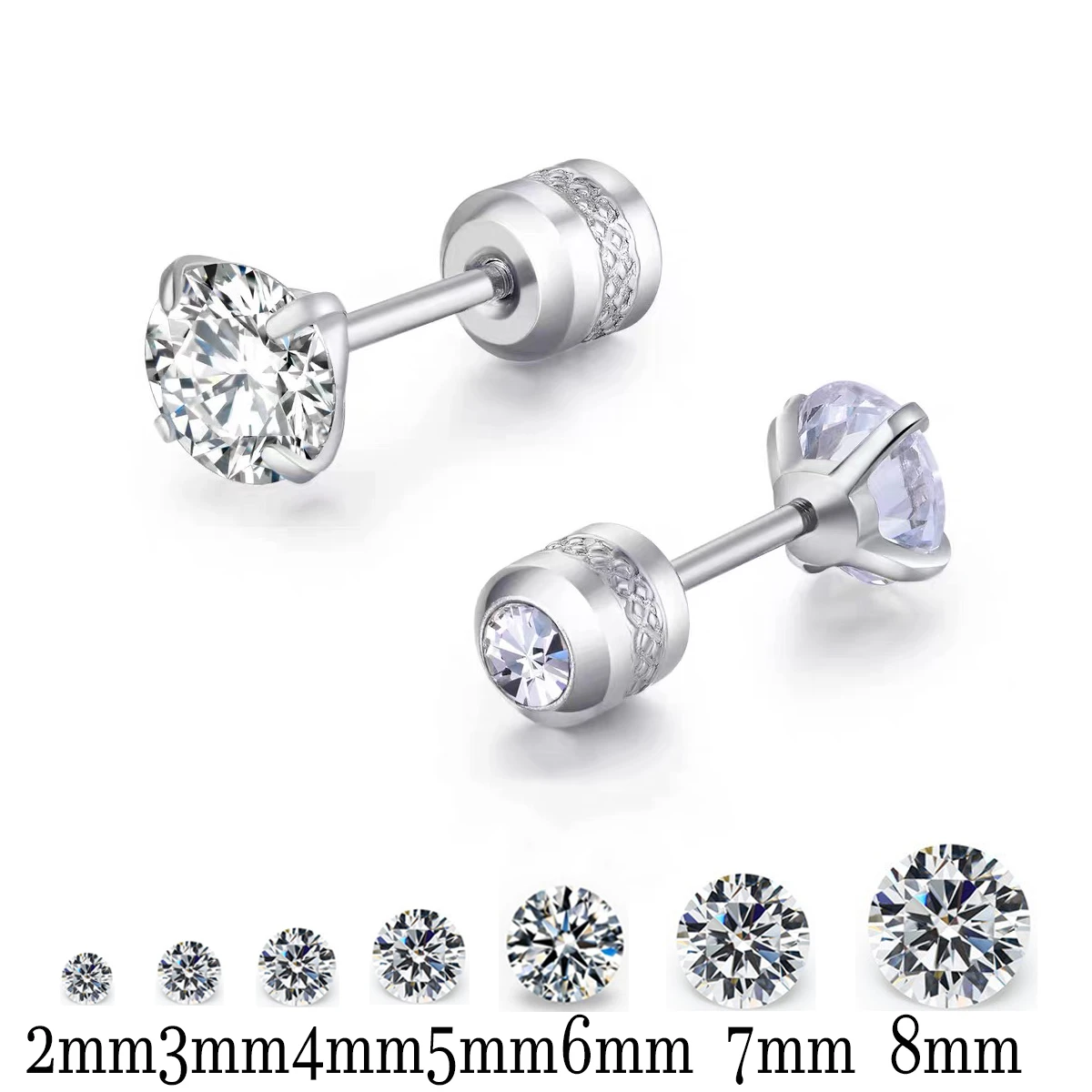 Stainless Steel 4 Color Cz Zircon Korean Earrings For Women Crystal
