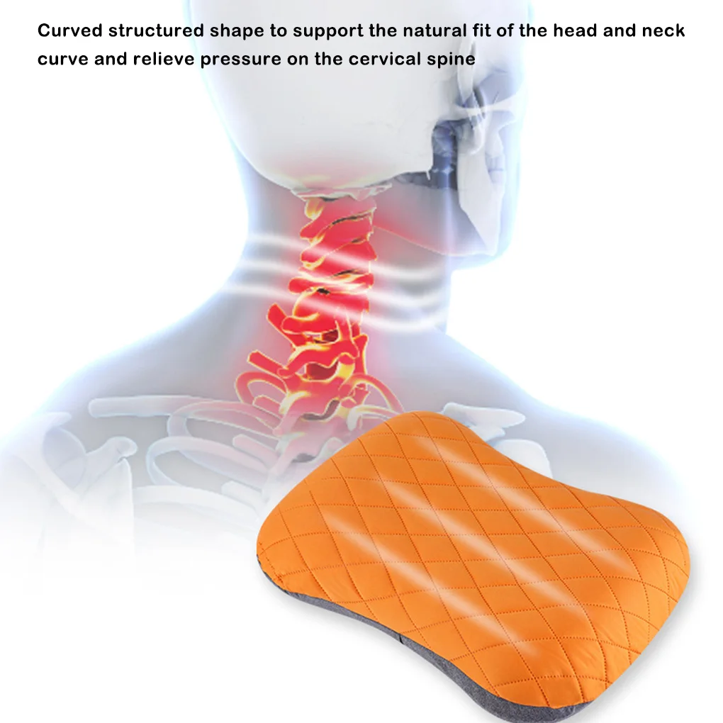 Inflatable Pillow Foldable Outdoor Camping Trip Neck Waist Cushion Air Pillows Car Plane Head Rest Fix Strap Case Relaxing Tool,inflatable pillow,camping pillow
