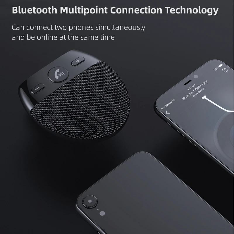 Bluetooth Handsfree Car Kit with Voice Reminder and Multipoint Connection