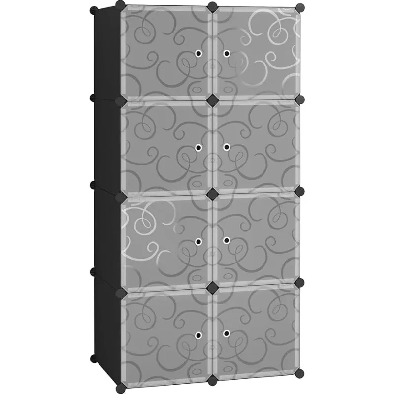 

C&AHOME Cube Storage Organizer with Doors, 8-Cube Shelves, Closet Cabinet, DIY Plastic Modular Bookshelf, Storage Shelving Ideal