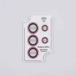 Glitter Bling Rear Camera Protection with HD Lens Metal Ring and Tempered Glass Film Cap - Galaxy S24 (Pink)