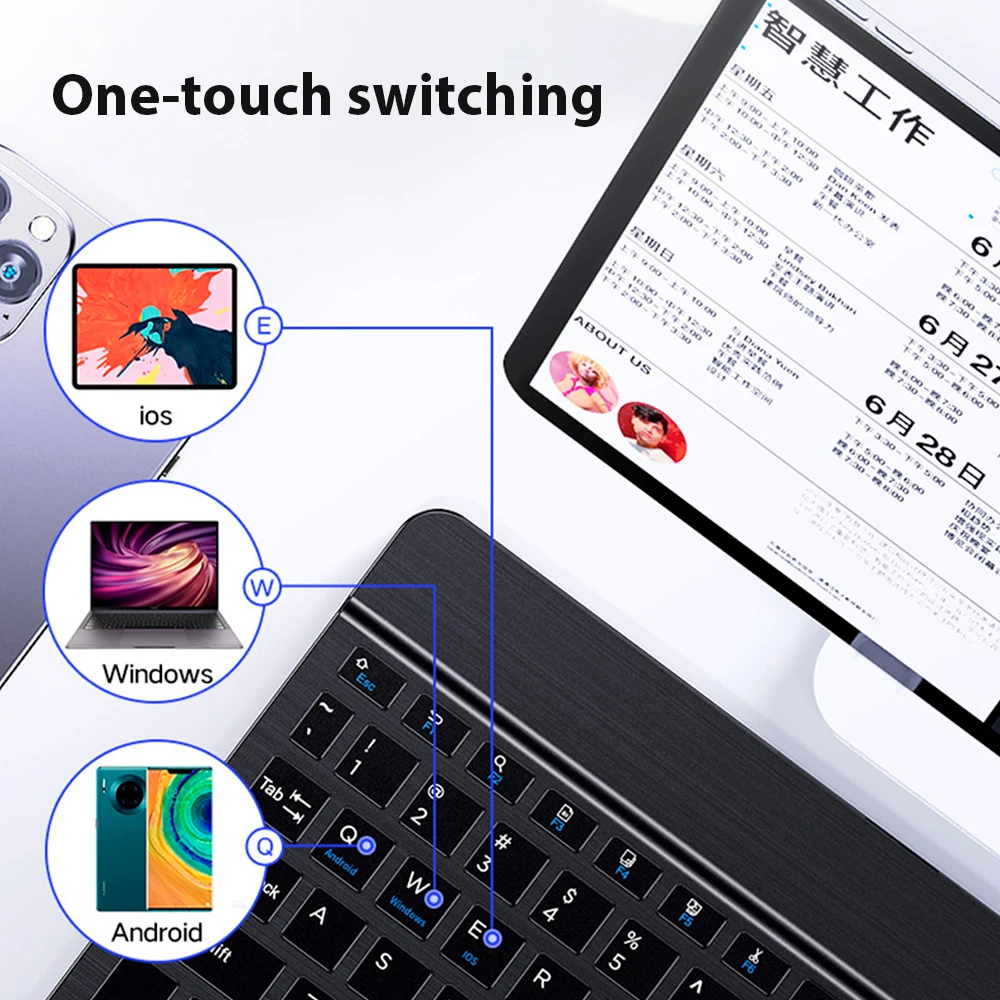 Bluetooth Keyboard Wireless Rechargeable 10 Inch Keyboard IOS Android Windows Tablet iPad Air Mini bluetooth keyboard