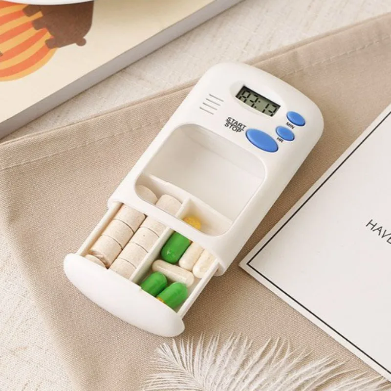 Mini Portable Pill Reminder Alarm Timer Electronic Medicine Box Organizer with LED Display Countdown Timer Pill Cases