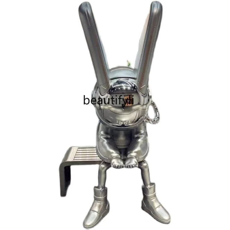 

yj Moonlight Rabbit Big Decorations Sculpture Doll Electroplated Star Bear Home Bar Shop Decoration