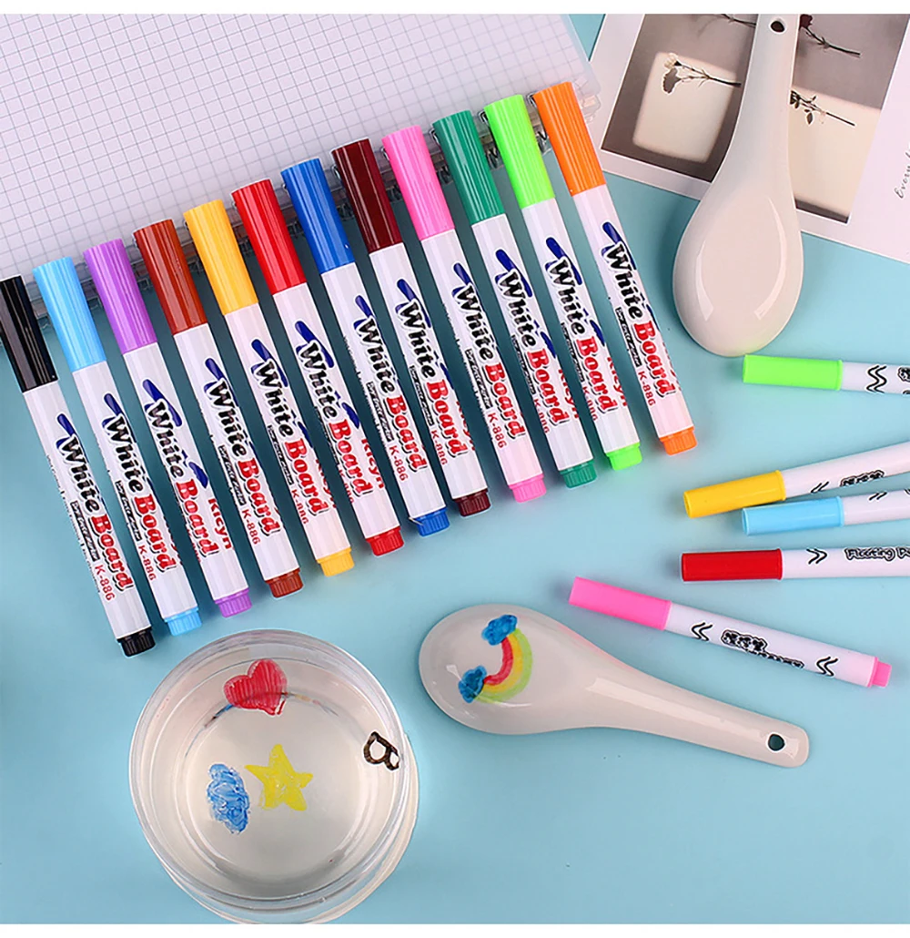 Funny Magic Floating Marker Pen Creative Magic Pen Floating Drawings  Markers Float In Water Children Educational Drawing Toys