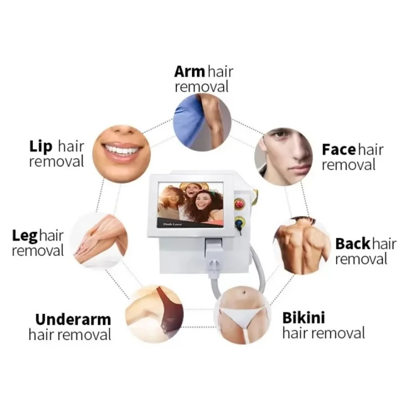 Diode Laser Hair Removal Machine 3 Wavelength 755 1064 808nm Laser Ice Platinum Permanent Painless Hair Removal Alexandrit CE 2