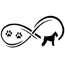 

17.7*8.9CM Schnauzer Dog Paw Print Car Stickers Fashion Vinyl Decal Car Styling Truck Decoration Black/Silver