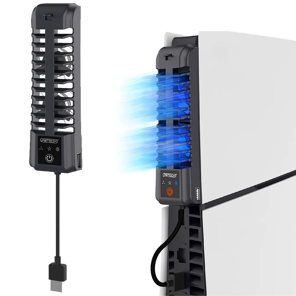 Cooling Fan Efficient Cooling System 3 Fans USB 3.0 W/ LED Light For PS 5 Pro/PS 5 Slim Console