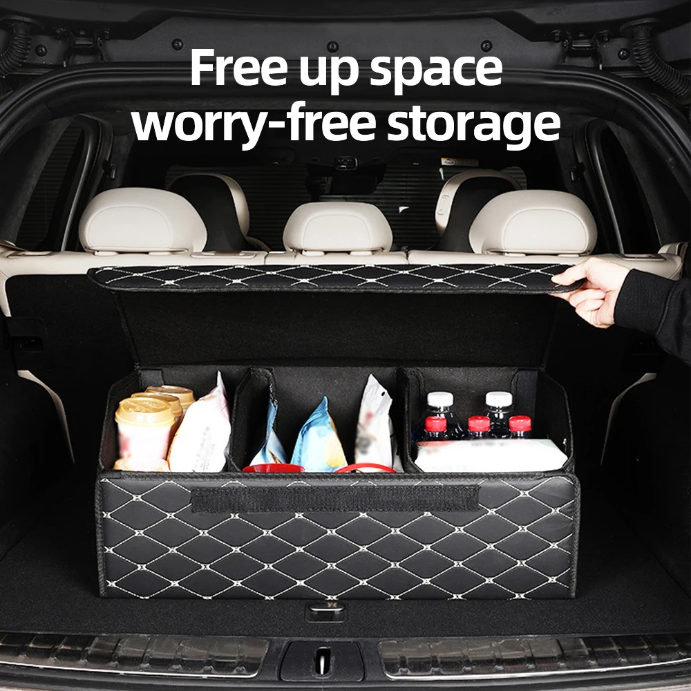 Organizer per Bagagliaio Auto, Grande Capacità, Multiuso, Borsa Portaoggetti, Pieghevole in Pelle per Emergenze - immagine 4