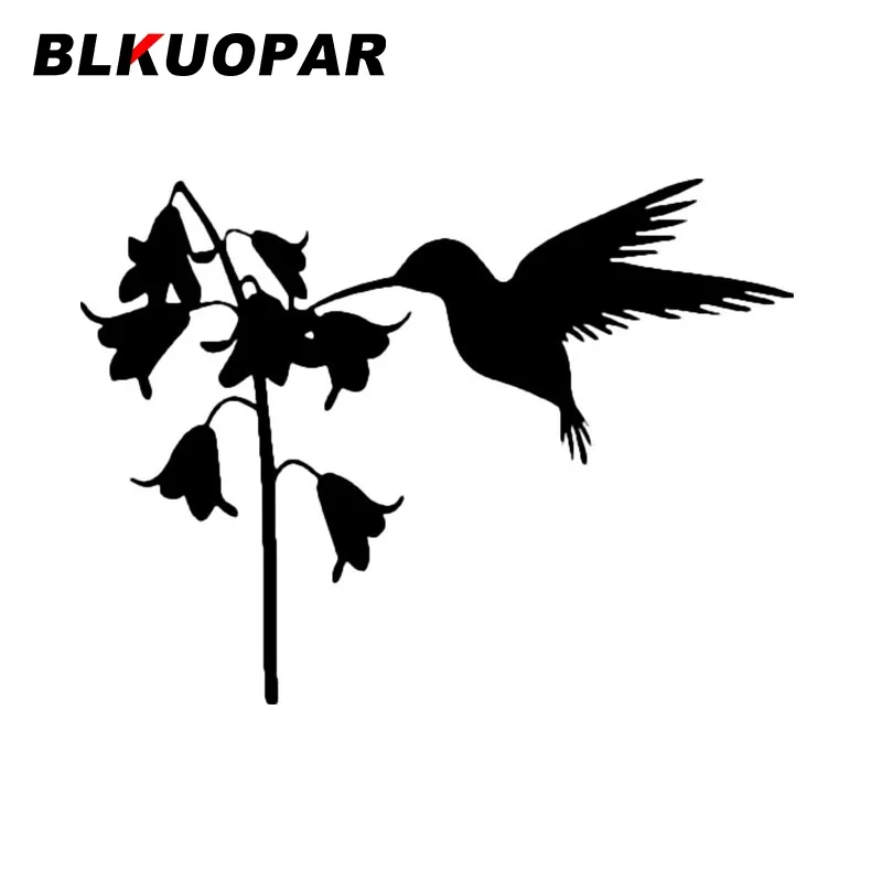 

Резиновые автомобильные наклейки BLKUOPAR с колибри и цветами, водонепроницаемые аниме наклейки, Индивидуальные забавные автомобильные товары с солнцезащитным козырьком для багажника