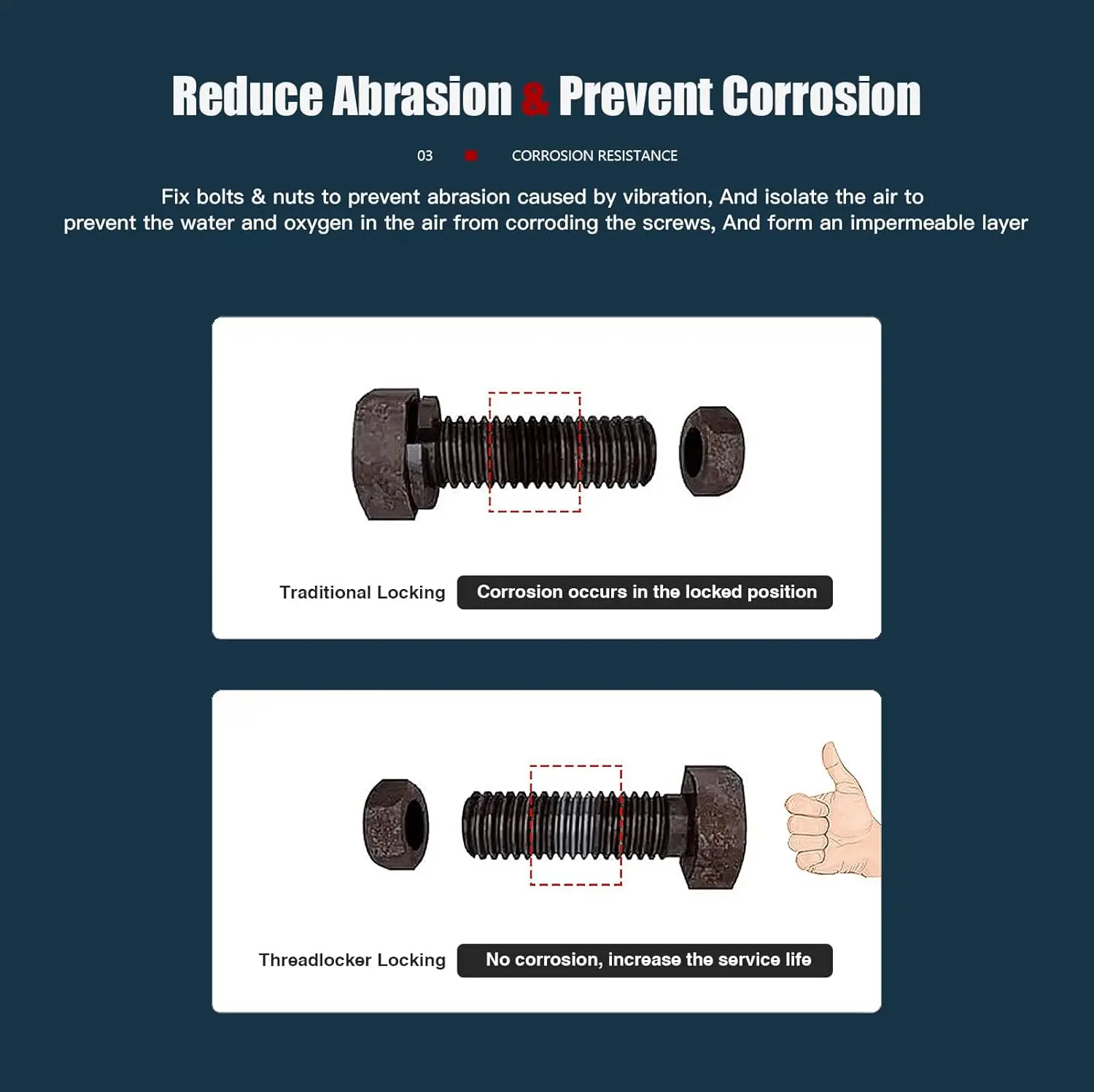 Automotive Anaerobic Screw Glue 10ml Value Pack-243 Medium + 271 High Strength Rust-Proof Corrosion-Resistant for Car