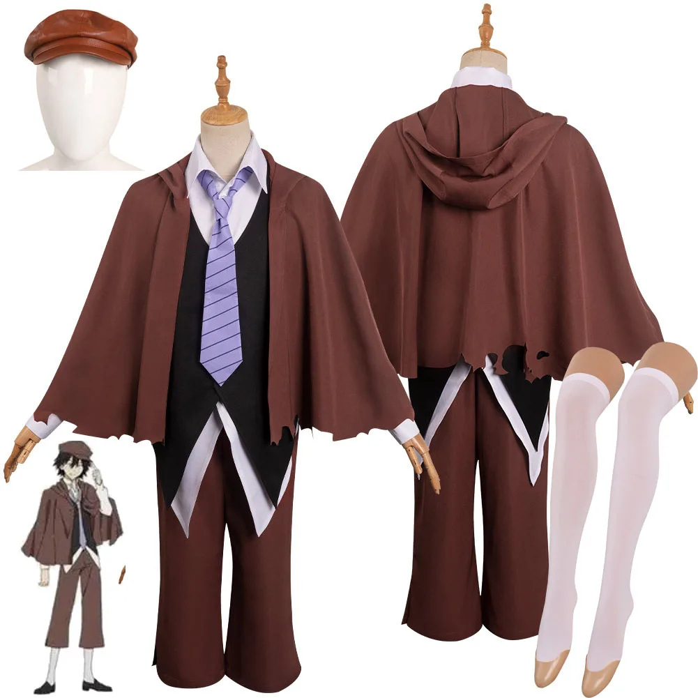 

Bungo Stray Dogs Edogawa Ranpo Cosplay Costume Hat Cloak Shirt Sock Pants Tie Vest Outfits Men Halloween Carnival Party Suit