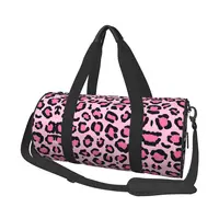Pink Leopard Print Pattern Sport Bags Animal Kawaii Large Gym Bag Portable Men Women Handbag Travel Training Cute Fitness Bag 1