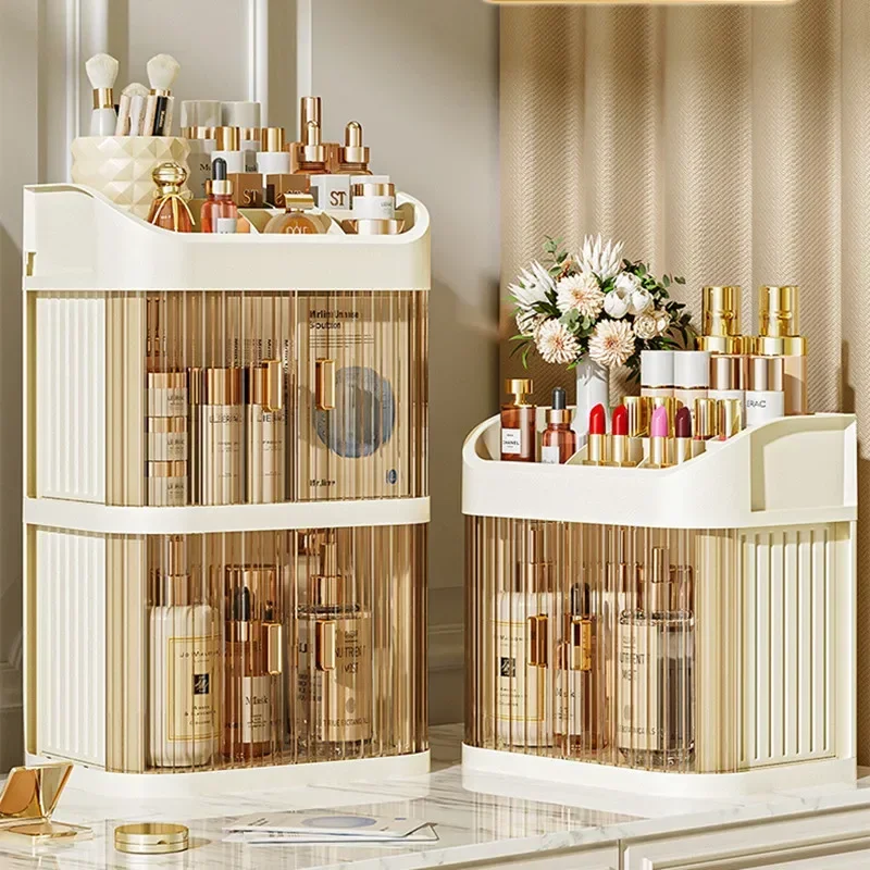 Dust-proof Makeup Organizer Luxury Lipstick Storage Double Door Make Up Multi-storey Transparent Cosmetic Bathroom Organization 2