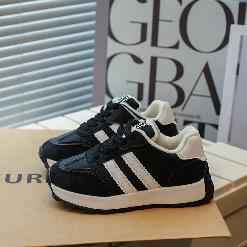 Plus Velvet Children Sneakers Kids Casual Shoes Sports Suede Comfy Three Colors Four Season Running Leisure Boys Girls Trainers