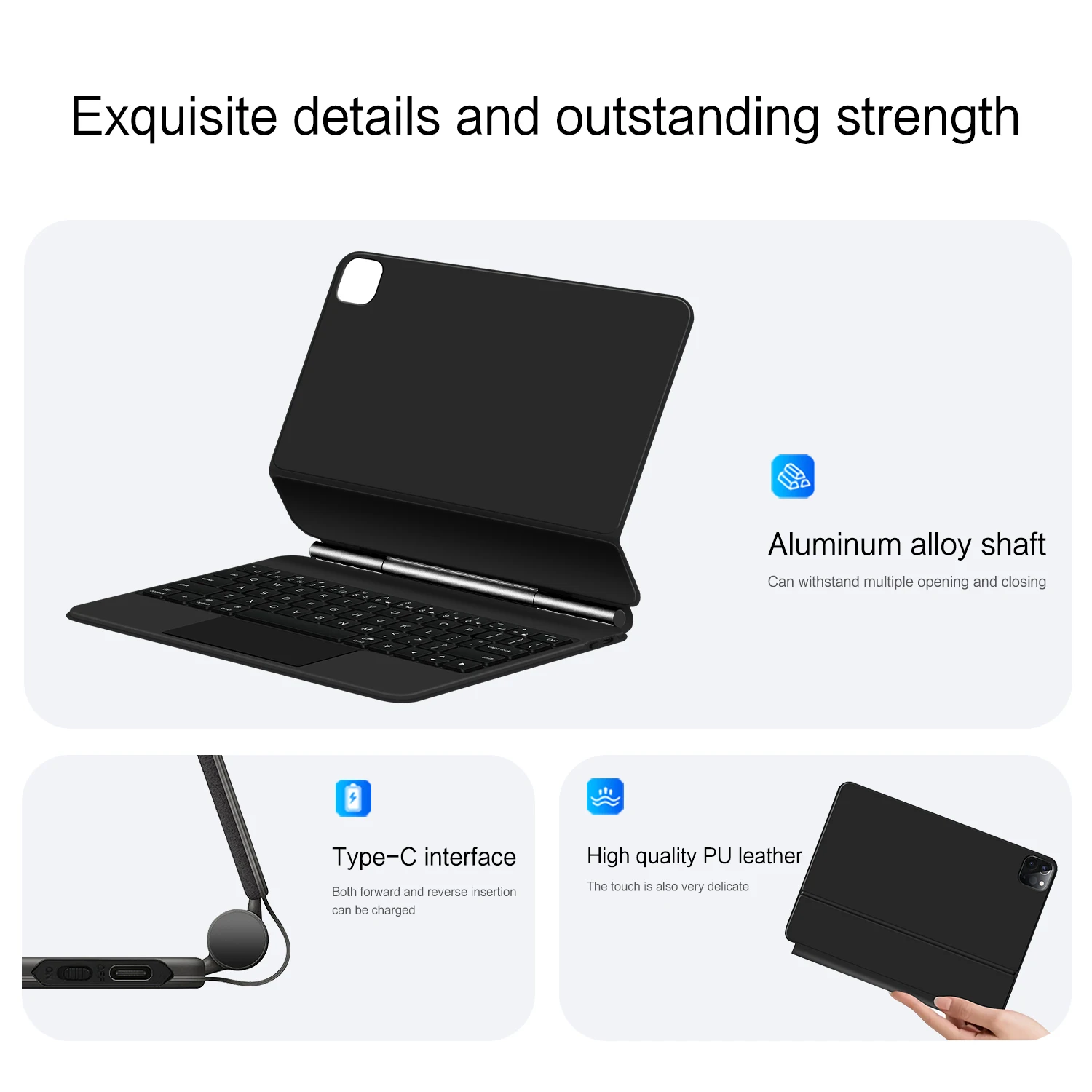 Keyboard Case For iPad Air 11 Inch (M2) Air 5th 4th iPad Pro 11" 4th 3rd 2nd 1st Magnetic Magic Multi-Touch Trackpad Cover