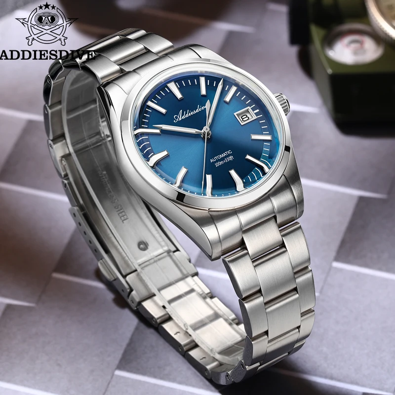 ADDIESDIVE　AD2077　自動巻 ３針 ＋ カレンダー　ライトブルー Amazon.com: ADDIESDIVE AD2077 Automatic Watch Stainless