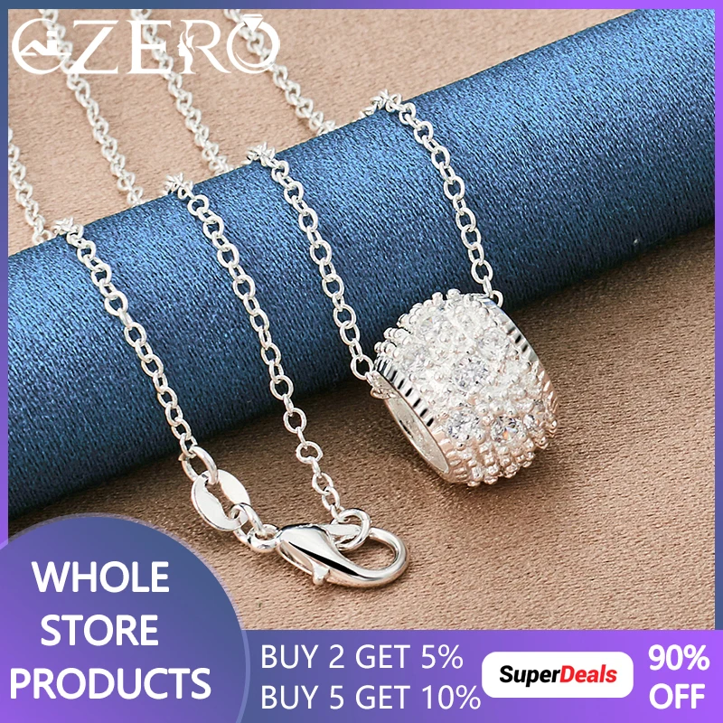 

ALIZERO 925 Sterling Silver Round Circle Zircon Pendant Necklace 16-30 Inch Chain For Woman Fashion Charm Wedding Party Jewelry