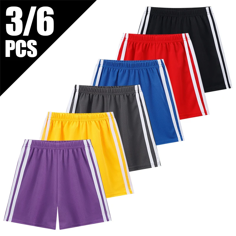 3/6 Pcs Children's Quick-drying Multicolor Combination Shorts Boys Basic Running Training Pants Girls Joker Sports Casual Pants