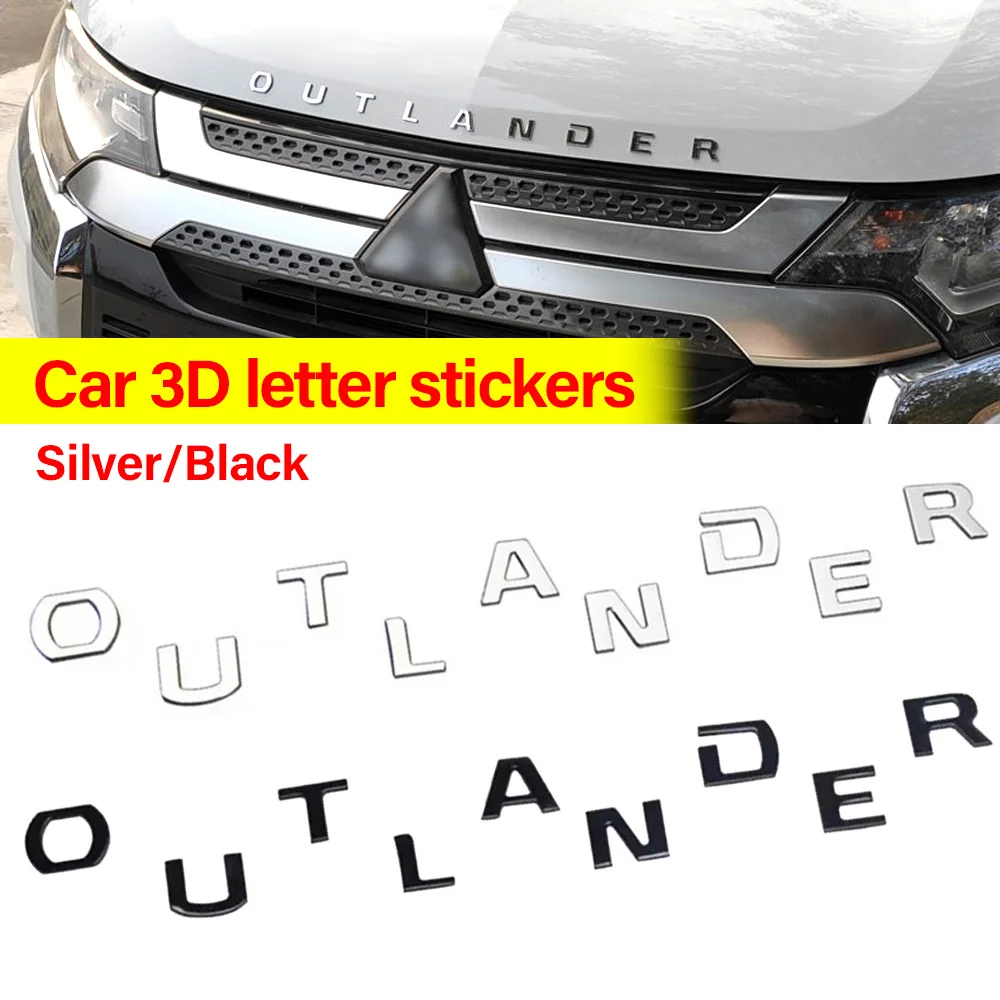 Car Stickers Car Window Stickers Car Window Trim Stickers Car Fender Emblem Badge Car Emblems Stickers Styling 3D Letters Hood Badge ABS Chrome For Mitsubishi Outlander Car Accessories