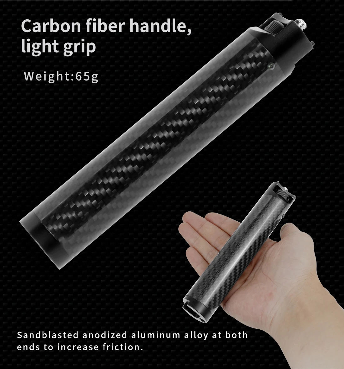 Carbon Fiber Griff Gimbal Grip 1/4 "Kalten Schuh Mount Adapter für Zhiyun WEEBILL S LAB Stabilisator Handgriff für Monitor mikrofon – Detail 2