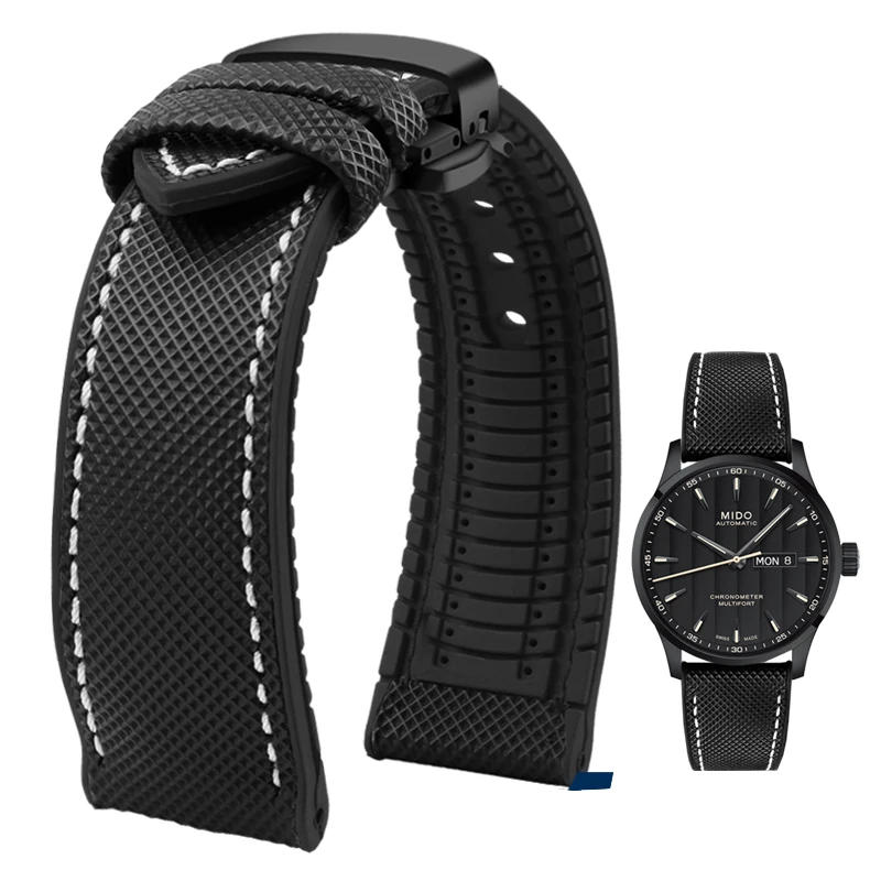 Premium Nylon-Silicone Waterproof Watch Strap for Men - 19mm, 20mm, 22mm Rubber Wrist Band Accessories