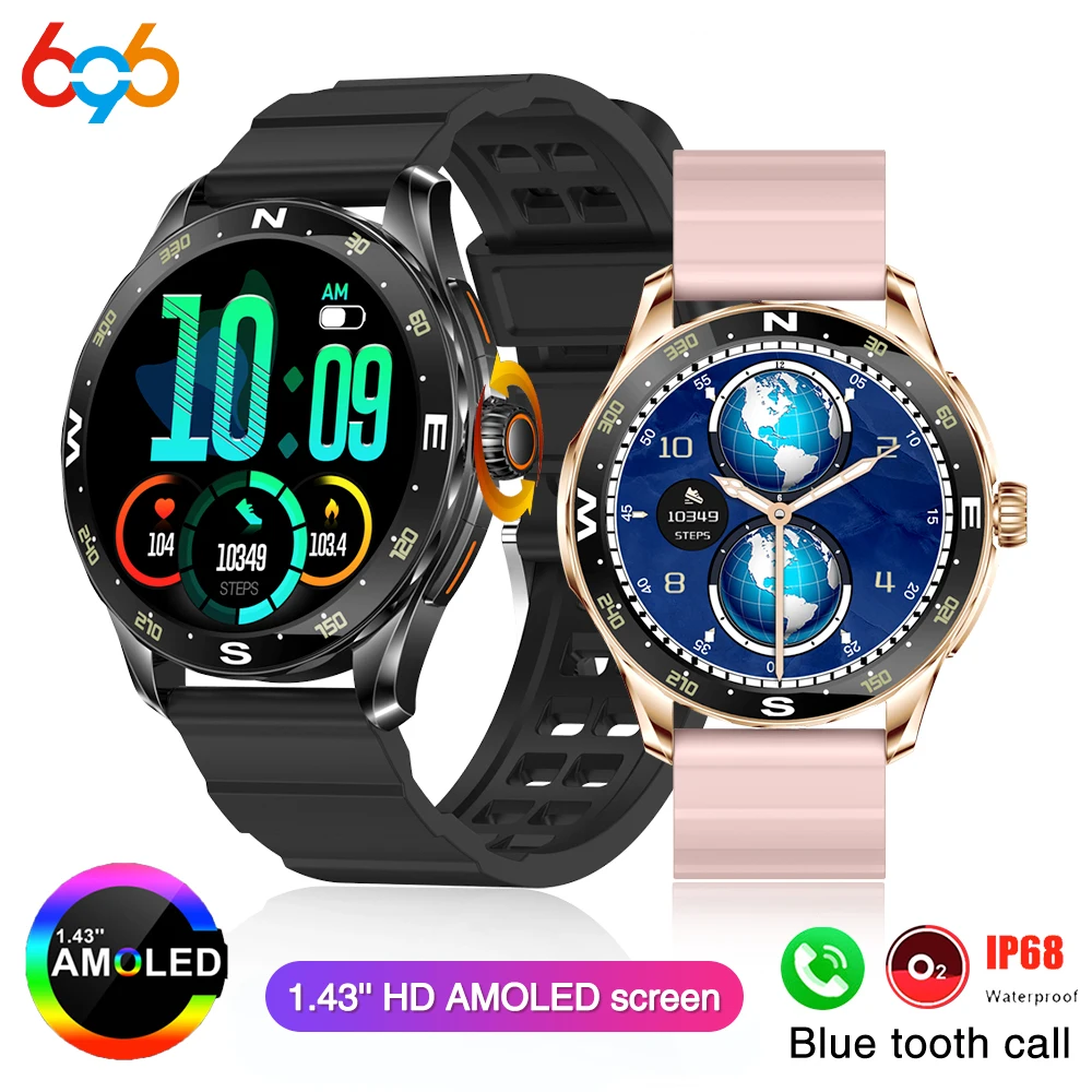 

Смарт-часы женские с AMOLED-экраном 1,43 дюйма и функцией Bluetooth