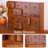 Card Catalog Cabinet with 16 Drawers Traditional Apothecary Cabinet Multifunction Rustic Wood Desk Drawer for Countertop 4