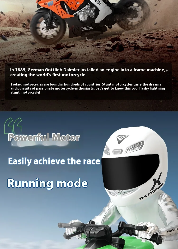 Motocicleta de control remoto, motocicleta todoterreno inteligente de aleación, juguete eléctrico, coche de carreras RC de alta velocidad, motocicleta acrobática a la deriva