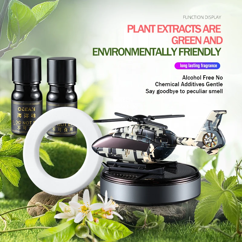 Air Freshener Car Solar Powered Rotation Helicopter Airplane Air Freshener Solar Helicopter Interior Perfume Trim Diffuser Rotary Aromatherapy air freshener