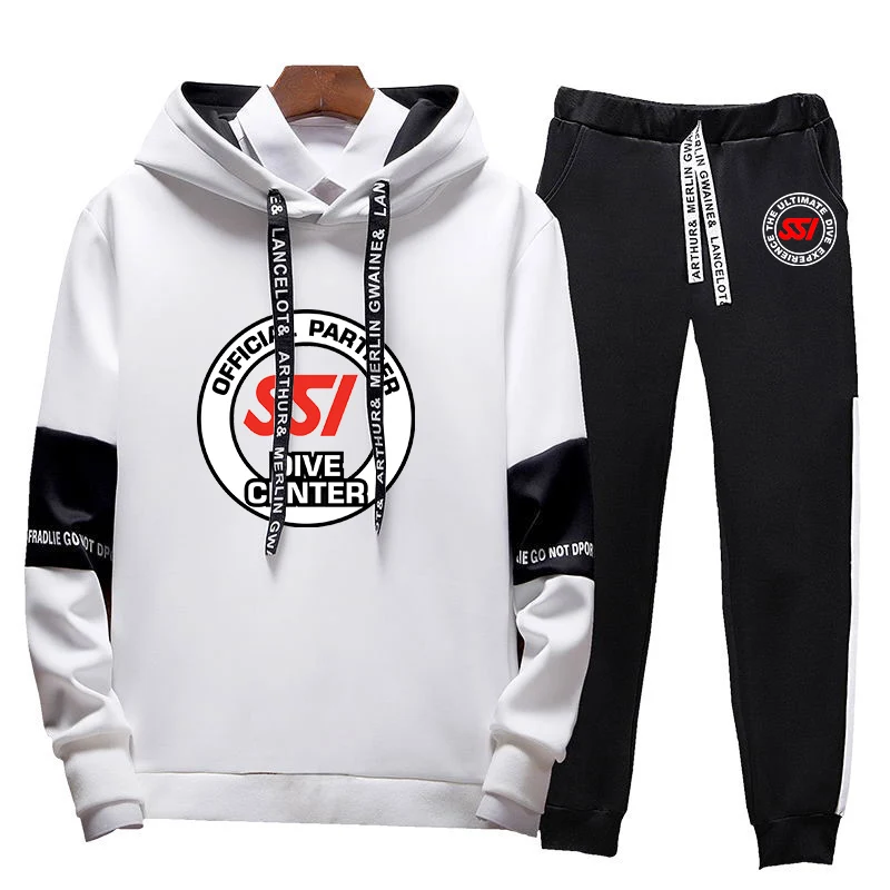 Scuba diving SSI printing fashion 2023 new men's spring and autumn tricolor with pullover casual sweatshirt sweatpants 2-piece s