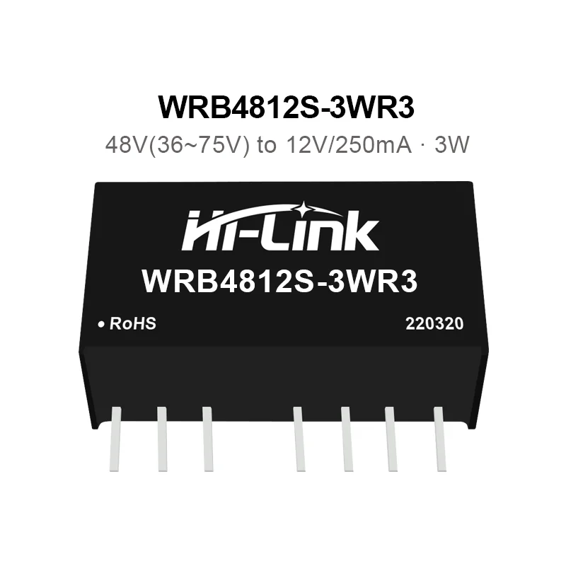 Hi-Link 36~72Vdc 3W to 3.3V/5V/9V/12V/15V/24V WRB4803S-3WR3 WRB4805S-3WR3 WRB4812S-3WR3 WRB4824S-3WR3 DC-DC Power Supply Module