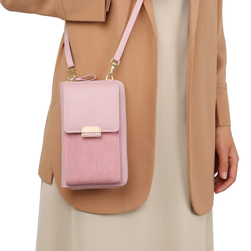 New Women Messenger Bags Luxury Pu Leather Handbags Outing Shoulder Bags Phone Wallet Solid Small Crossbody Long Strap