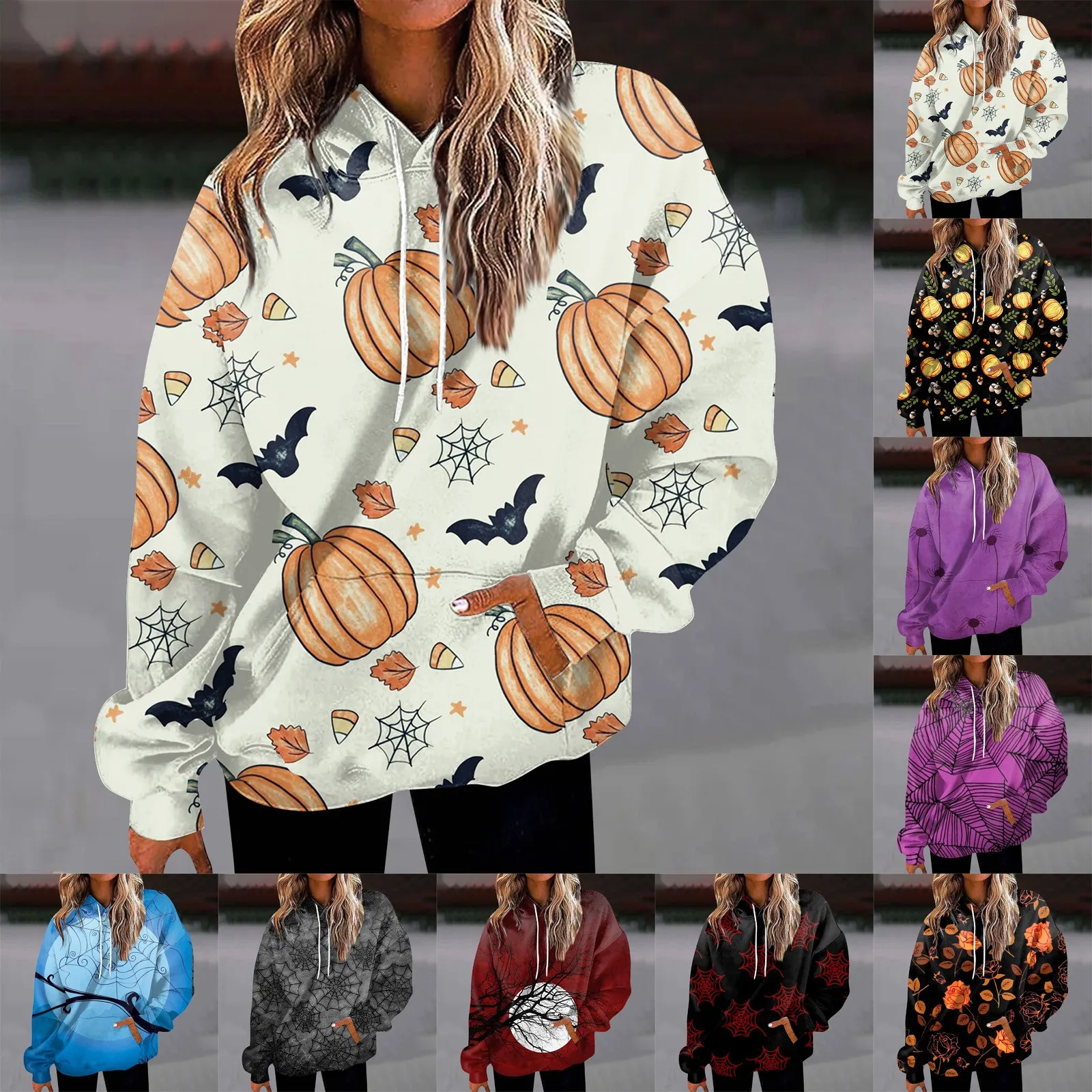 

Женский модный Свободный Повседневный свитшот с длинным рукавом, Женский свитшот с принтом в виде дерева и Луны на Хэллоуин, футболки