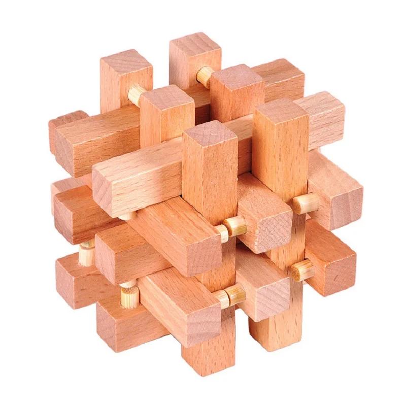 

IQ Brain Teaser Kong Lock Luban Lock Cage 3D Wooden Interlocking Ming Puzzles Intellectual Development Toy For Adults Kids