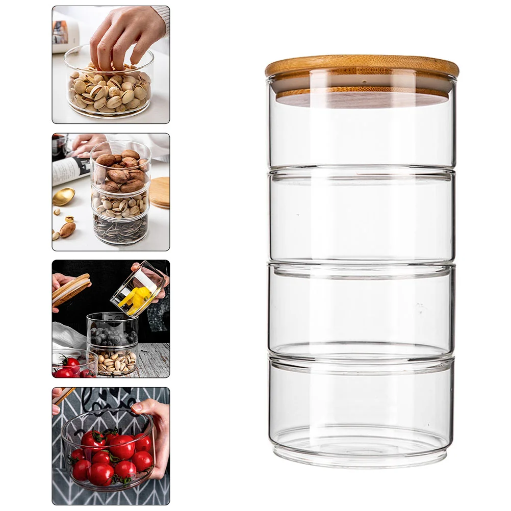 

Stackable Glass Jars With Lid Storage Bowl Fruit Salad Bowls For Family Kitchen Storage Jar