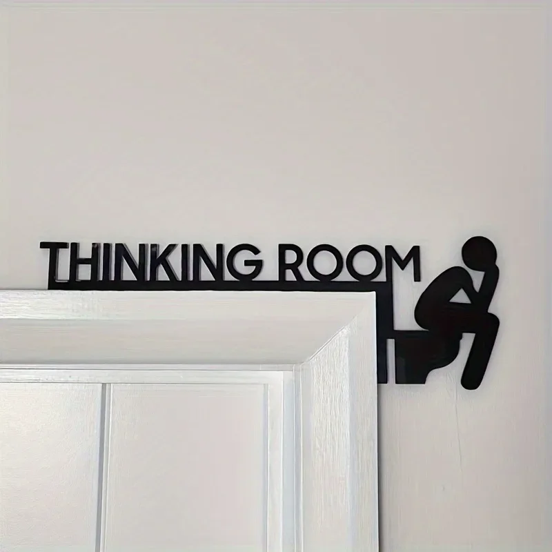Modern Metal Toilet Door Sign: Thinking Room Wall Mount Sculpture