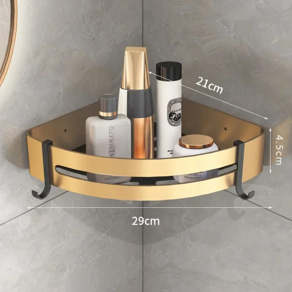 Bath Hardware Sets Organizer Aluminum Shower Towel Rack Black Gold Wall Mounted Bathroom Accessory Shelf Toilet Brush Holders