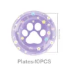 Purple Puppy Paw Birthday Party Decoration Disposable Tableware Black Dog Paw Straws Cup Plate Kids Favor Gifts Party Supplies 5