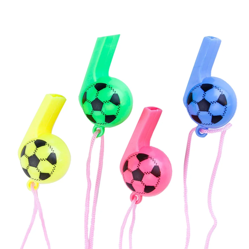 

20PCS/Set Random Color Children's Plastic Football Styling Whistle With Rope