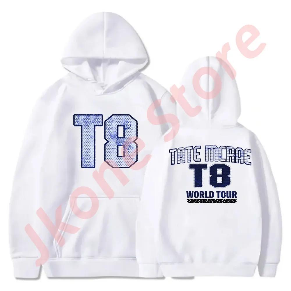 Tate McRae T8 Logo Hoodies Think Later World Tour Merch Cosplay Women Men Fashion Casual Streetwear